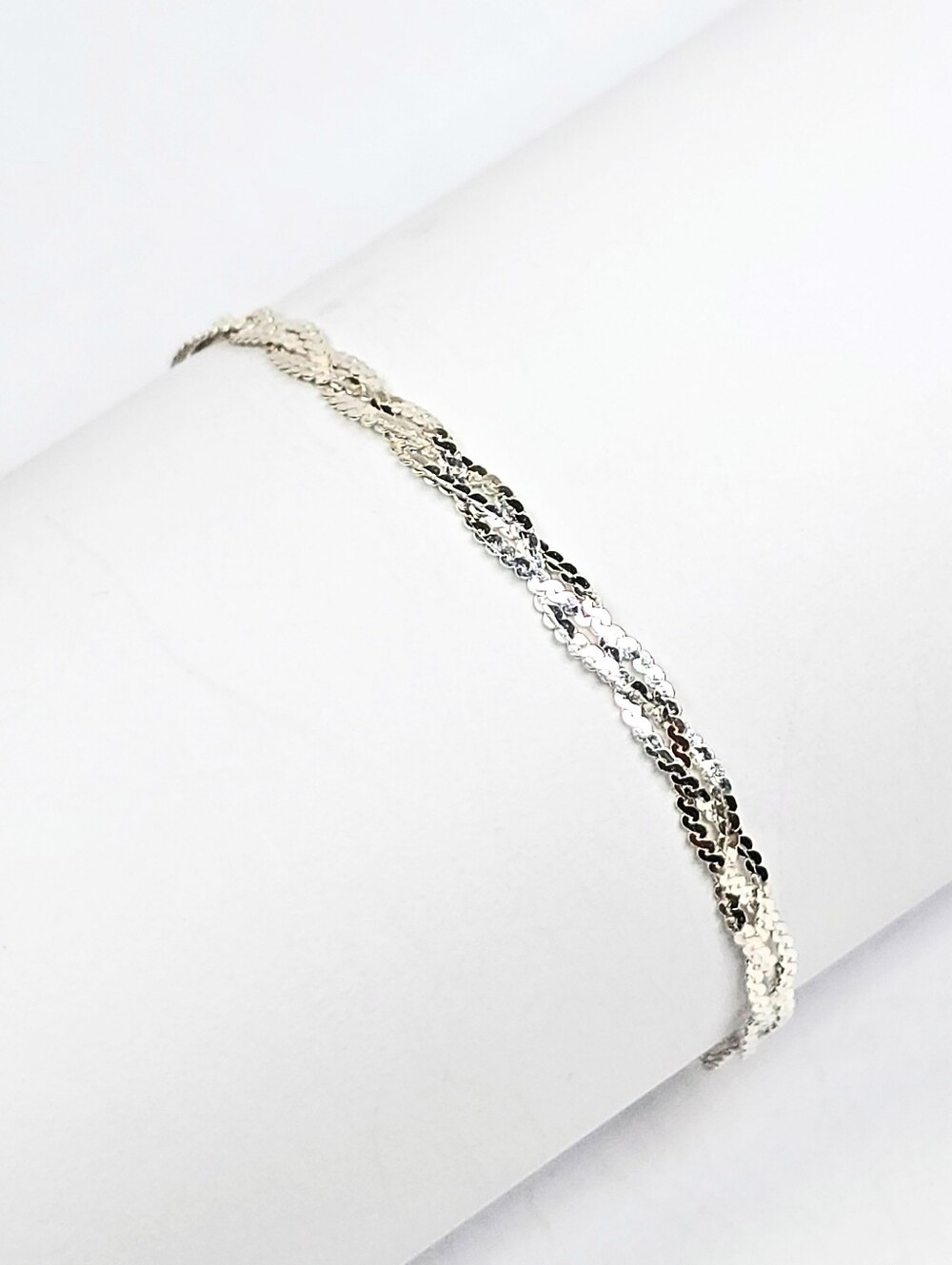 Singapore Twisted Diamond-Cut 3mm Bracelet 925 Sterling Silver Spring Ring 19cm